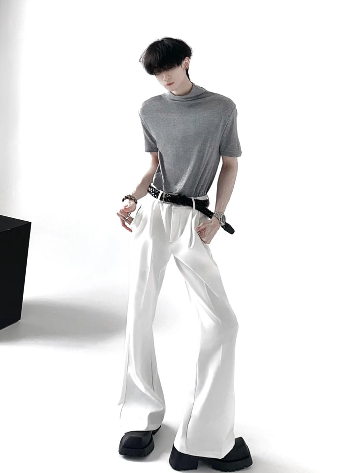 Lyocell Halvhøj Krave Slim Fit T-shirt 