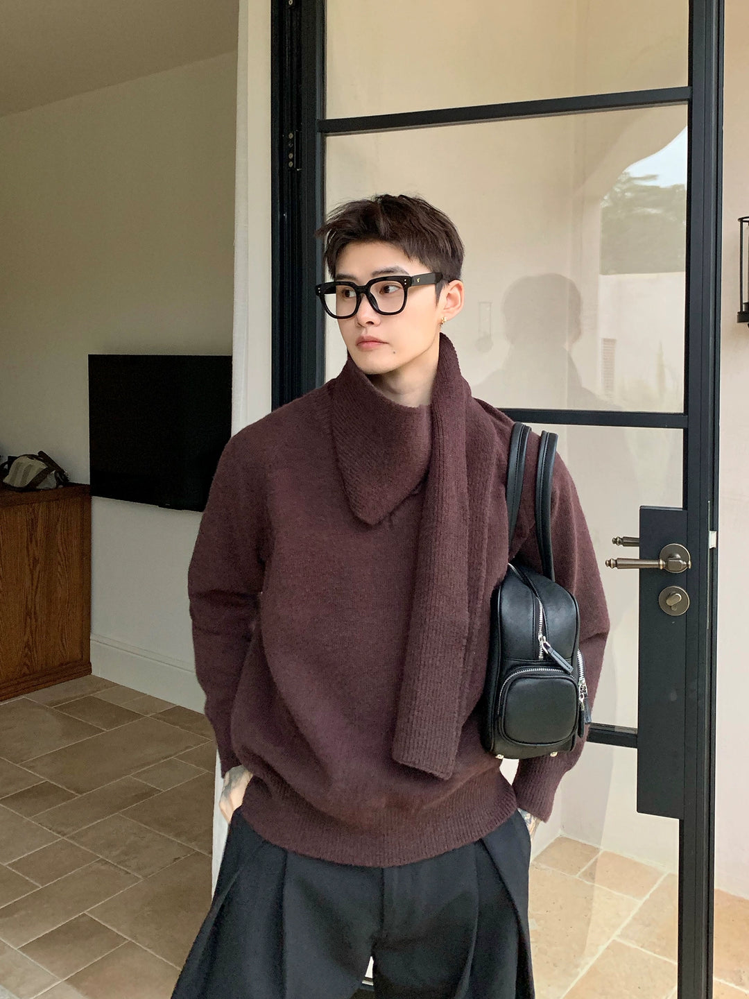 Capa base de suéter de punto con cuello en V desmontable 