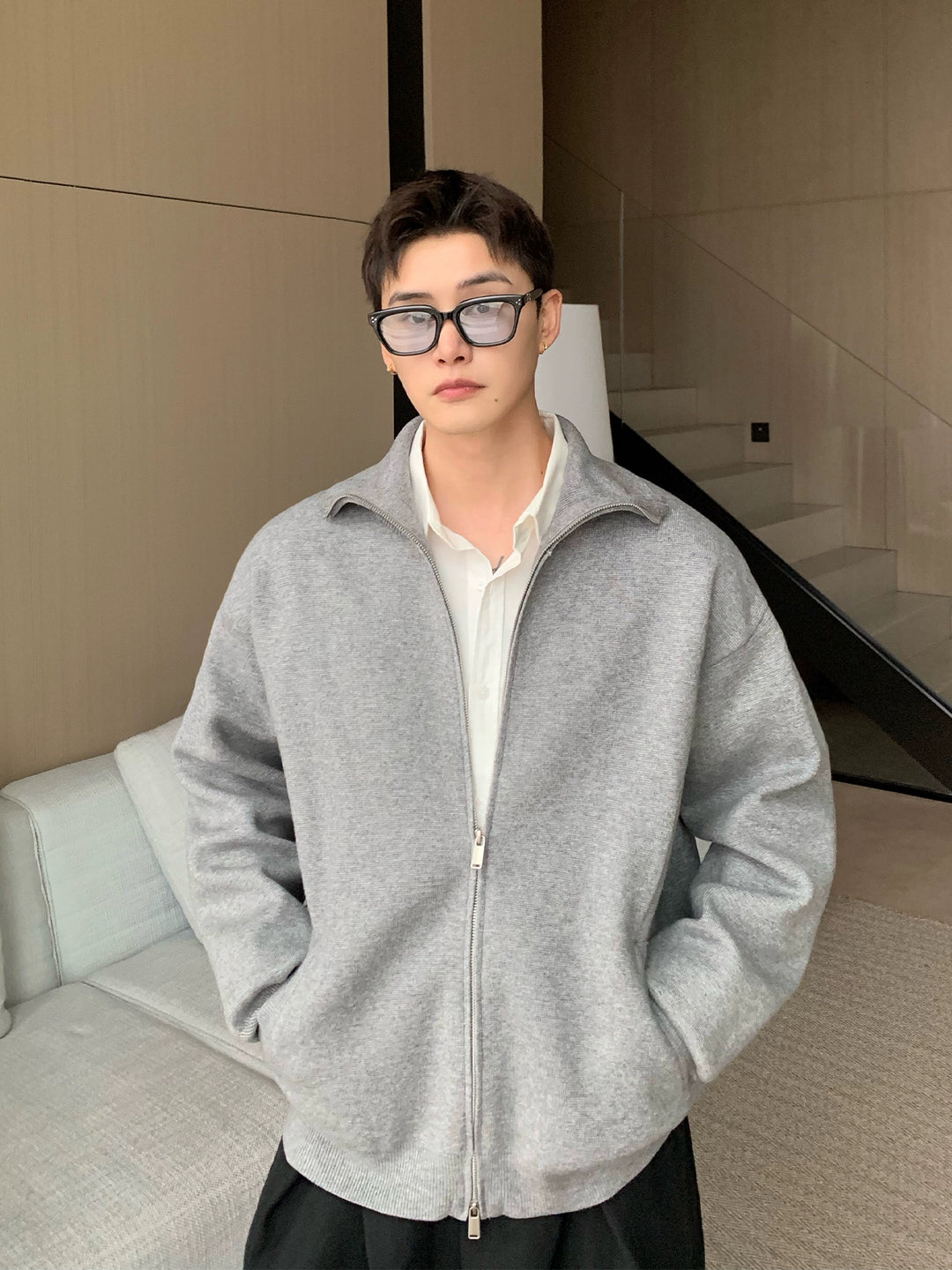 Gilet en laine de modal avec fermeture éclair 