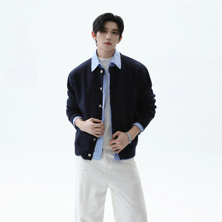 Striped Patchwork Knit Cardigan Sweater