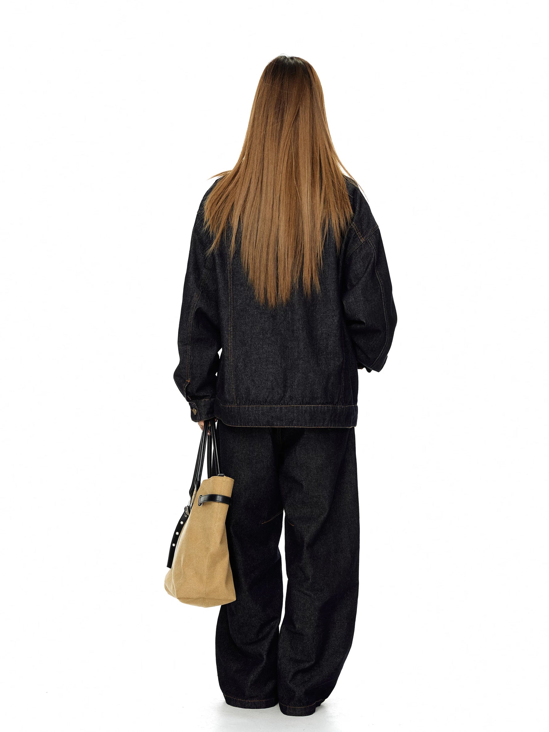 Patchwork Denim Workwear Jacket and Pants Set 4