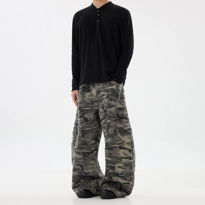 Camouflage Wide-Leg Cargo Pants