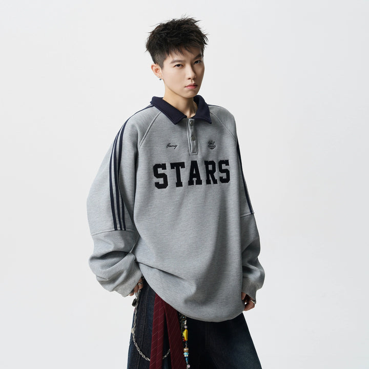 Embroidered Letter Polo Sweatshirt