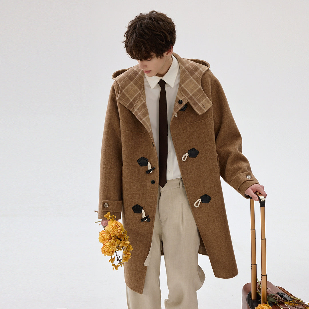 British Style Double-faced Wool Hooded Coat