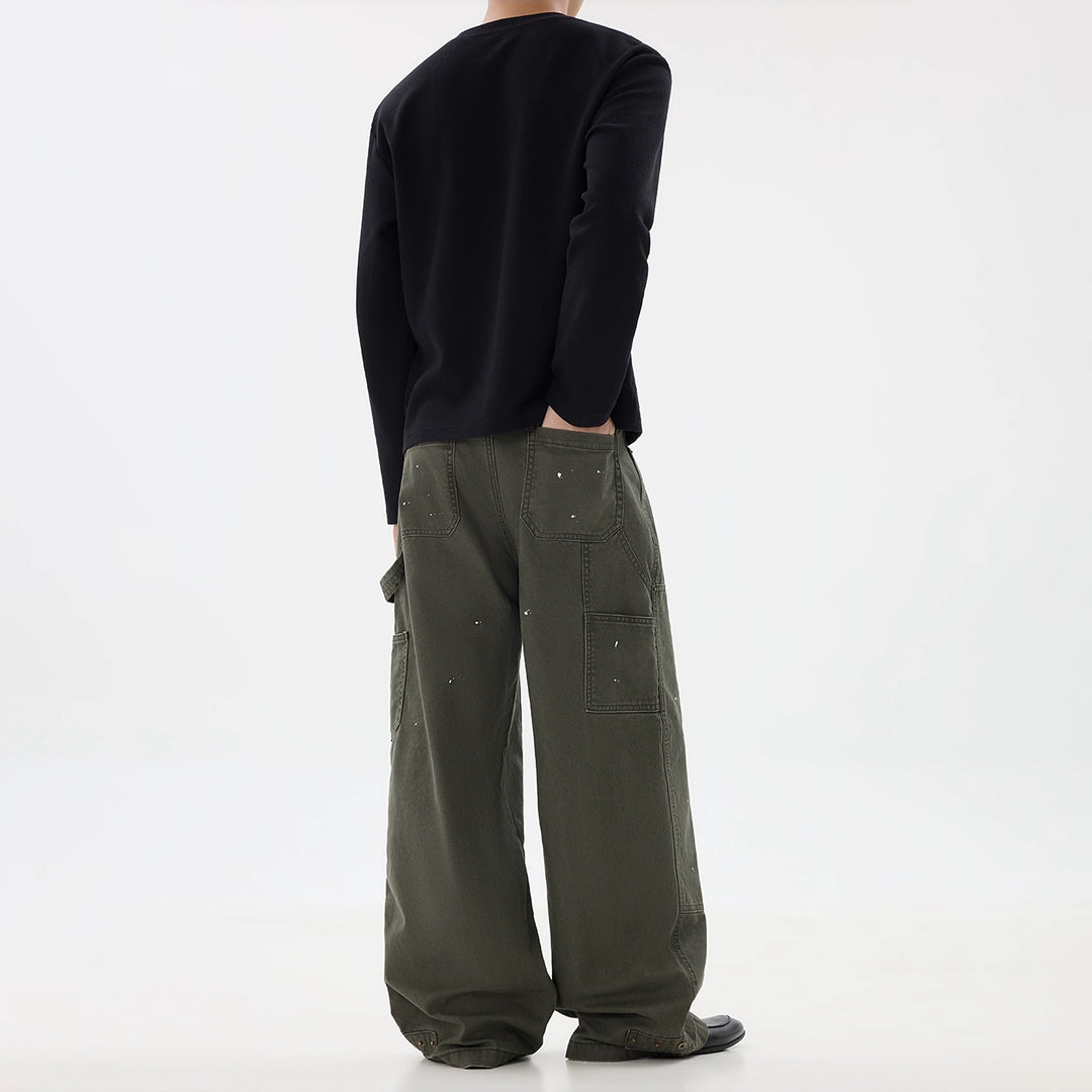 Vintage Flared Straight Overalls Pants