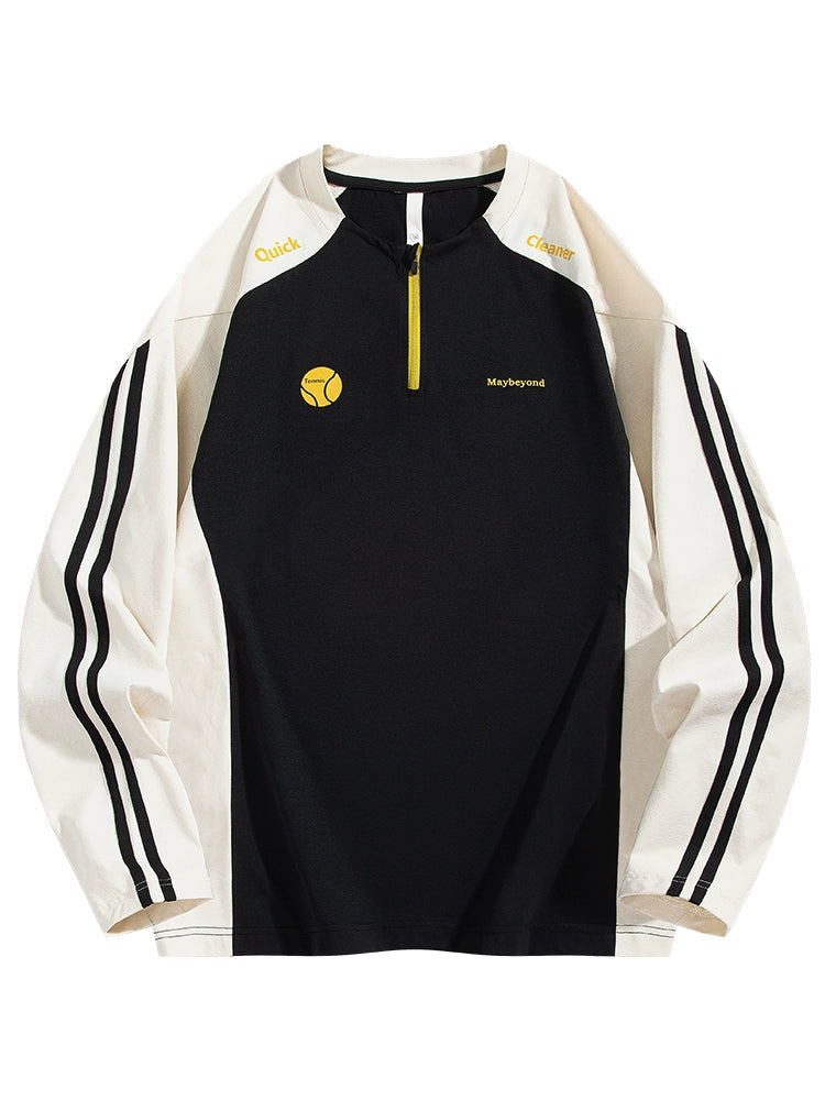 Half Zip Colorblock Long Sleeve T-Shirt