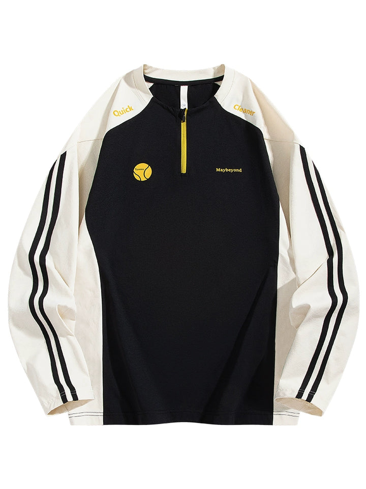 Half Zip Colorblock Long Sleeve T-Shirt