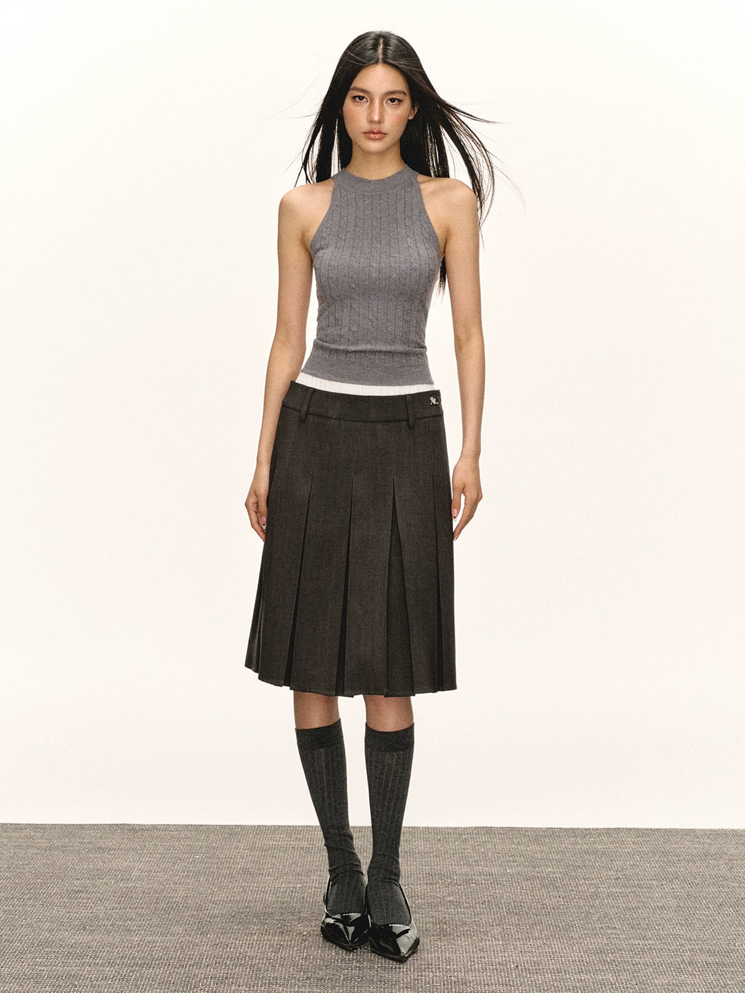 Knitted Sleeveless Halter Neck Vest Top