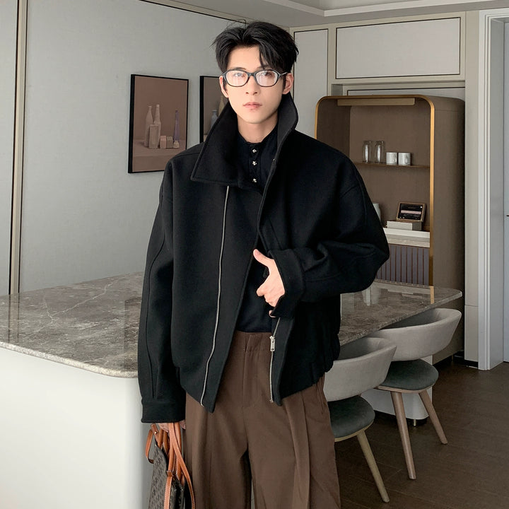 Lapel Collar Short Woolen Coat