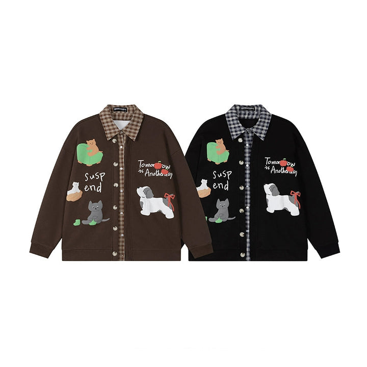Cartoon Print Button Up Cardigan