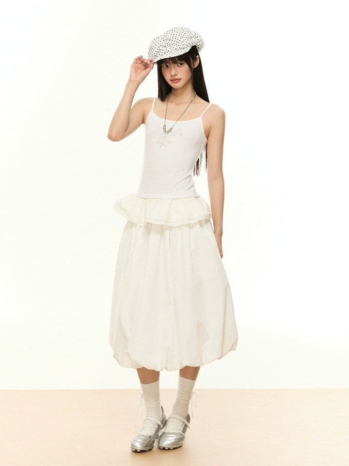 Puffy A-Line Bubble Long Skirt