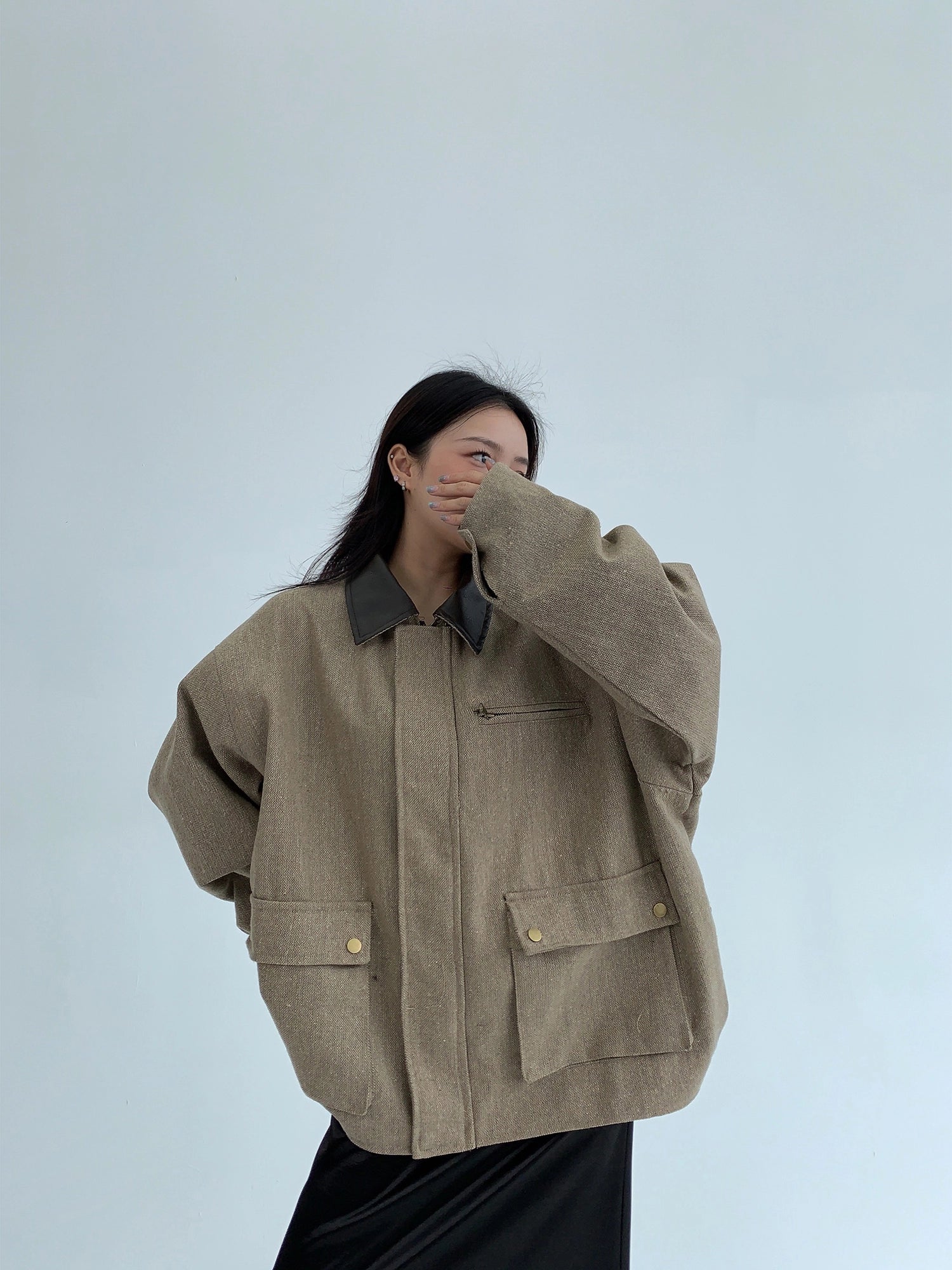 معطف جاكيت كاجوال بأسلوب الحظيرة الكبير 