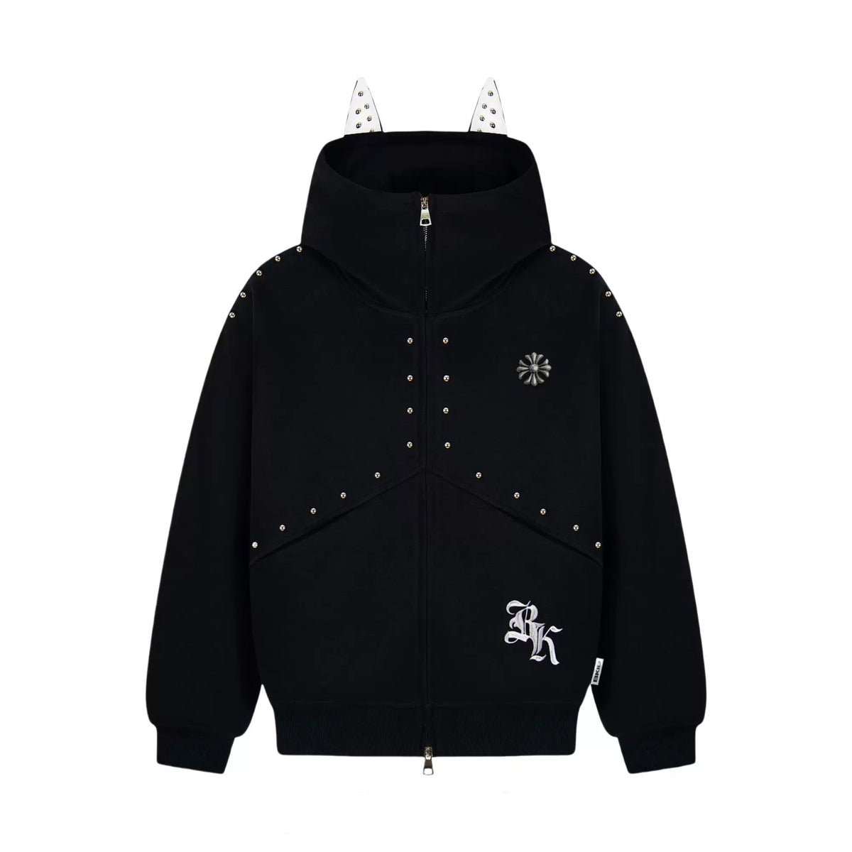 1627207:93586002,5941317192380,1627207:93586002,5941317192383,1627207:93586002,5941317192377,5941317192380,5941317192383,5941317192377, Studded Devil Ear Zip Hoodie