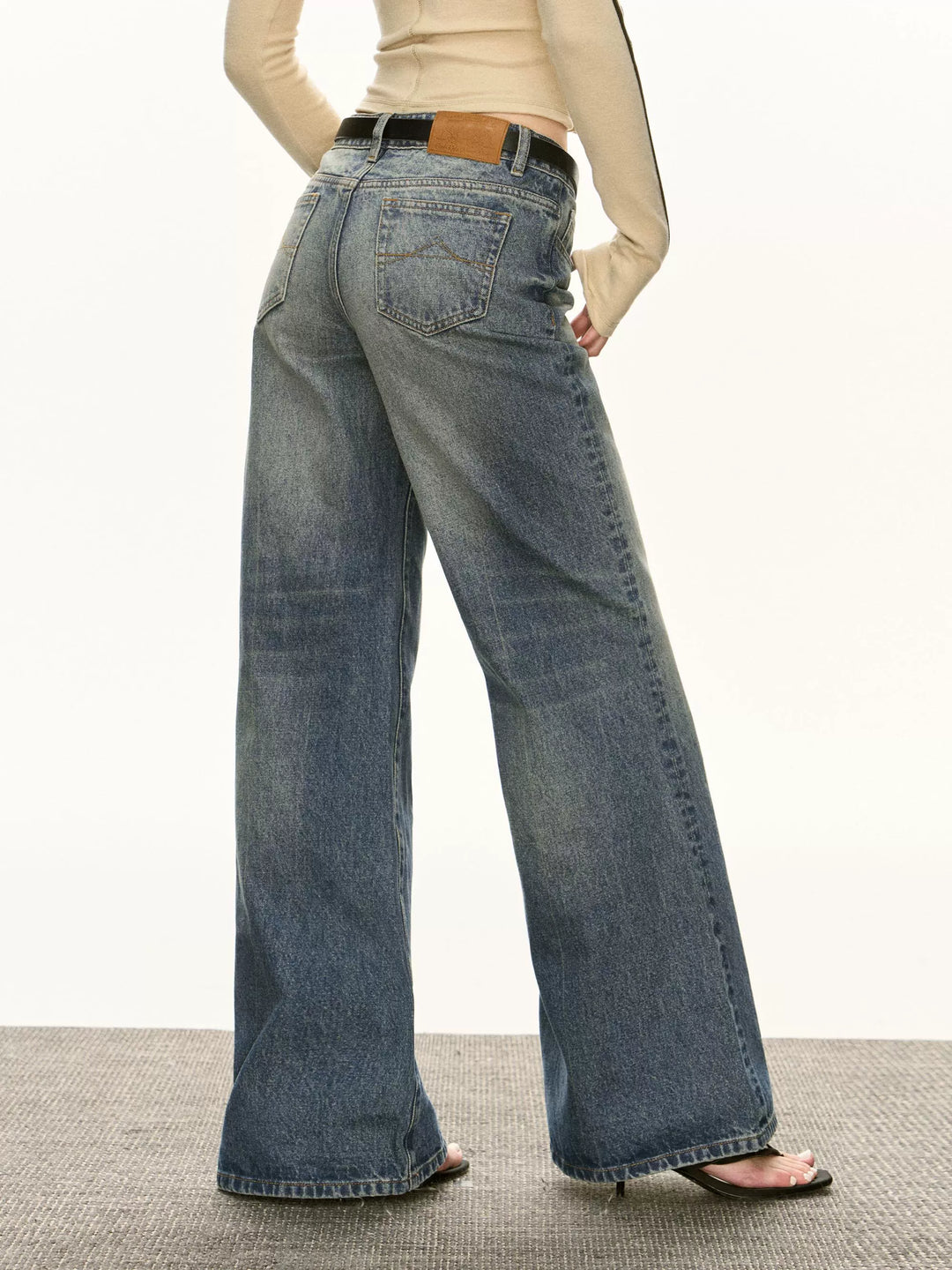 Retro Washed Wide-Leg Casual Jeans