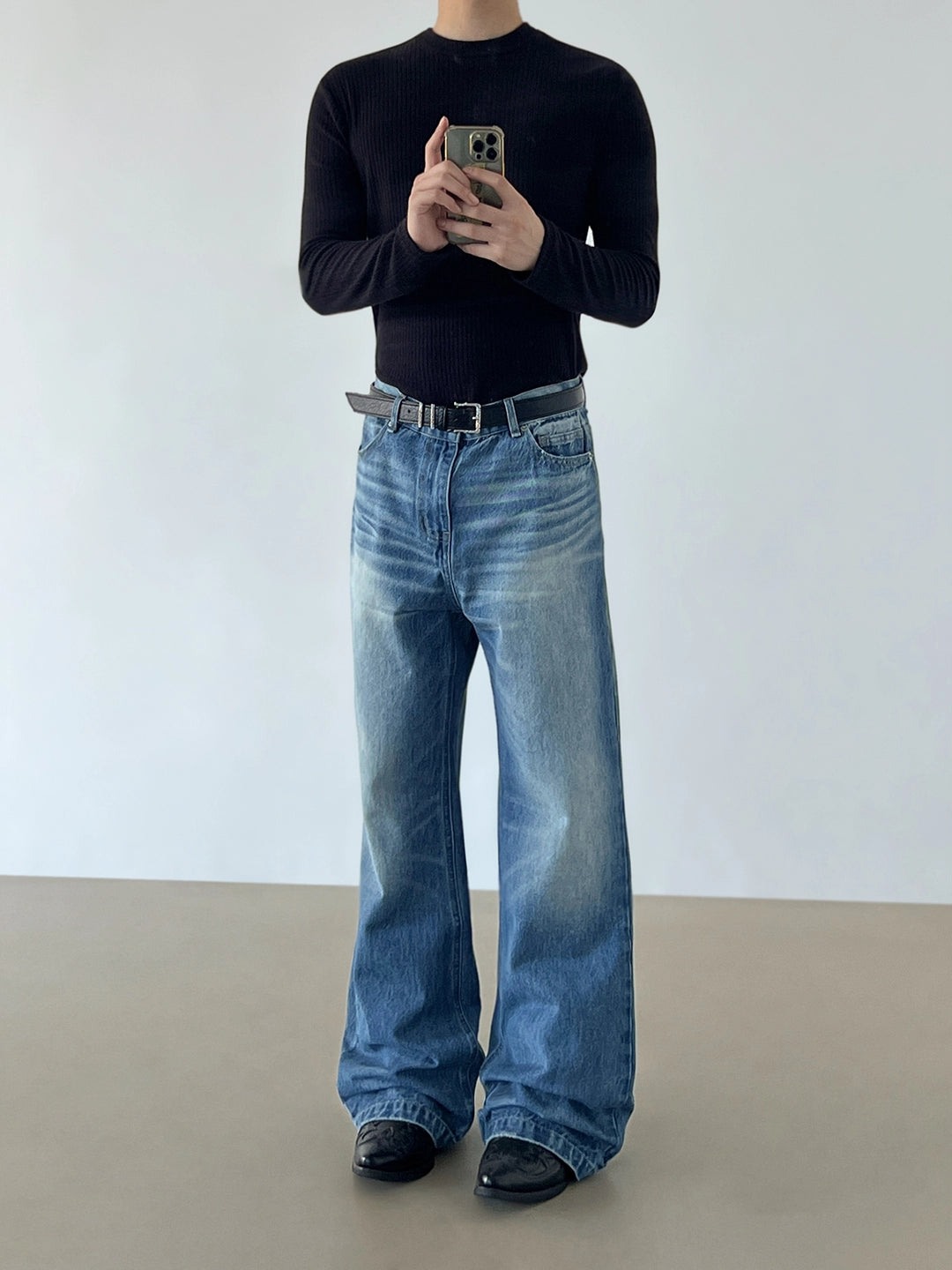 Calças Jeans Largas com Corte A e Ajuste Solto 