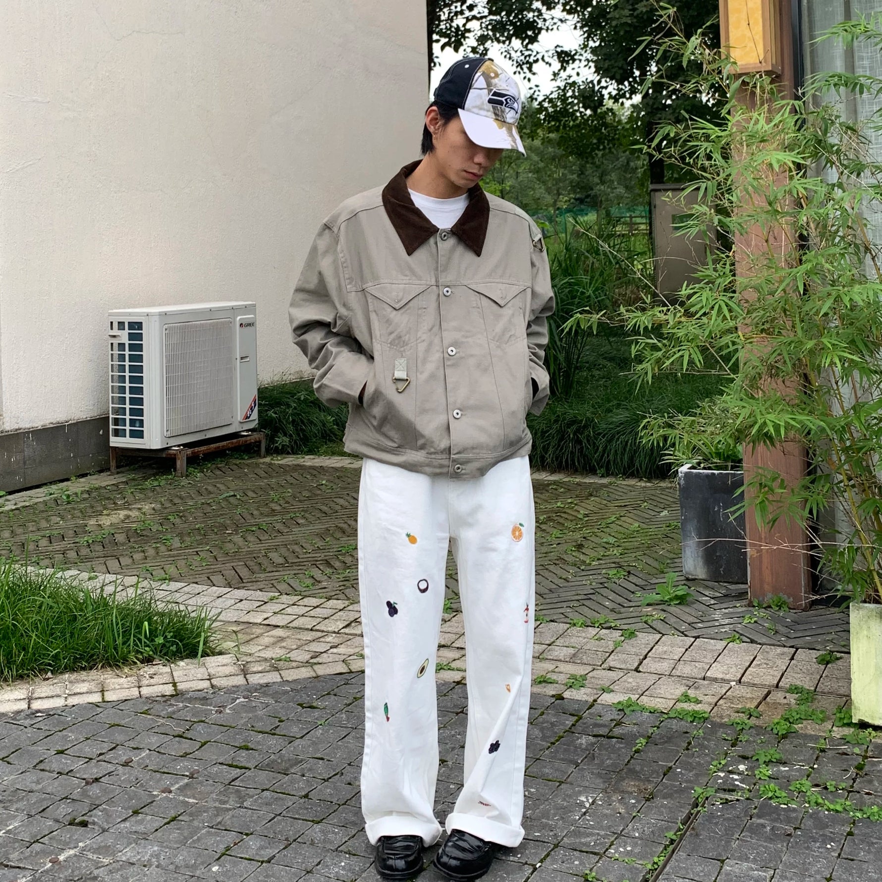 Embroidered Fruit Wide-Leg Casual Pants 4