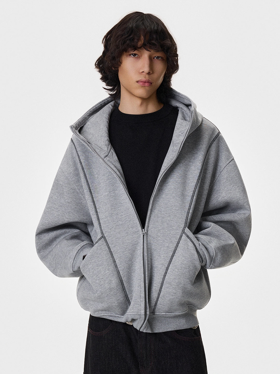 Retro Paneled Zip Cropped Hoodie