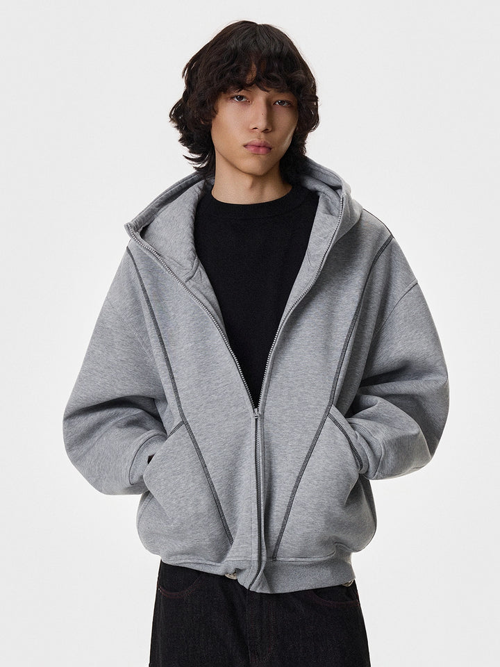 Retro Paneled Zip Cropped Hoodie