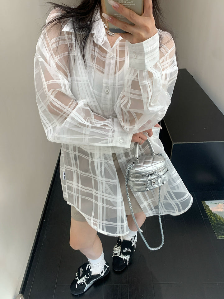 Mesh Loose Long-Sleeve Shirt
