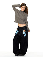 Graffiti Print High Waisted Wide Leg Pants 4