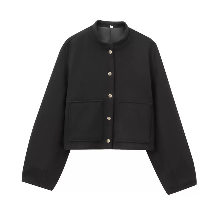 Wool Blend Button-Up Coat