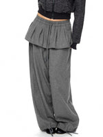 Patchwork Faux Two-Piece Wide-Leg Pants 3