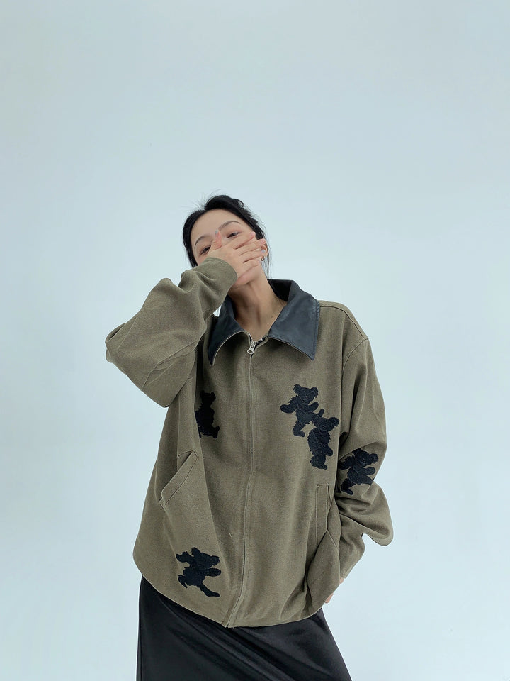 Cartoon Embroidery Lapel Jacket