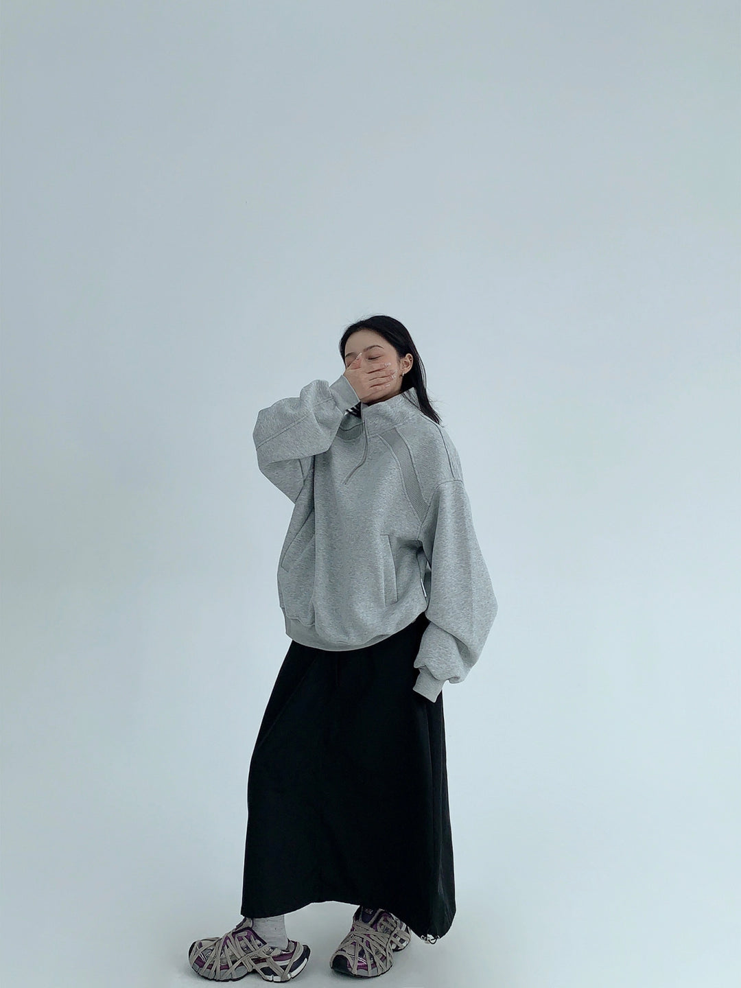 Lässiger Schnitt Stehkragen Zip Sweatshirt 