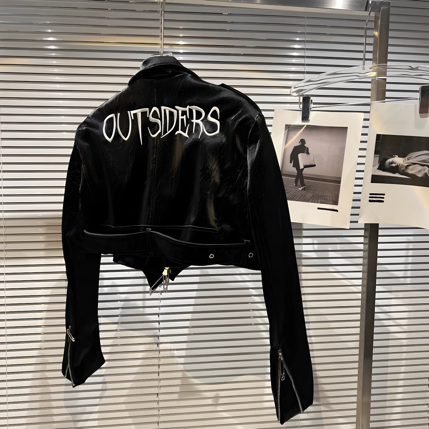 PU Leather Embroidered Motorcycle Jacket