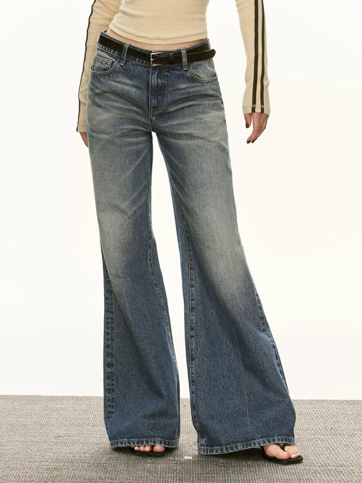 Retro Washed Wide-Leg Casual Jeans