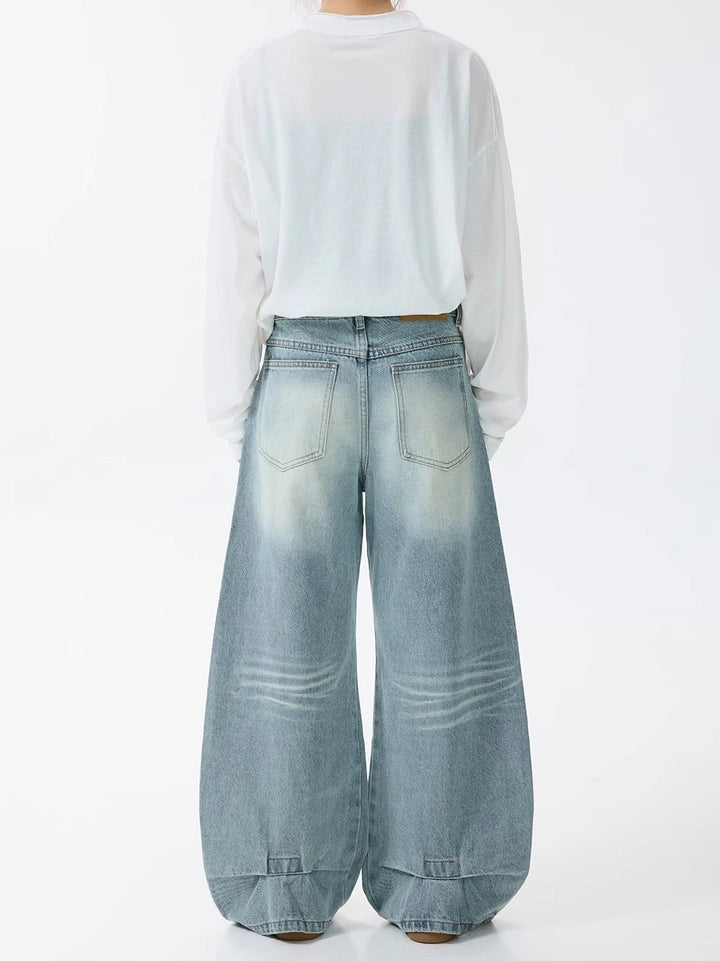 Retro gewaschene weite lockere Jeanshose 