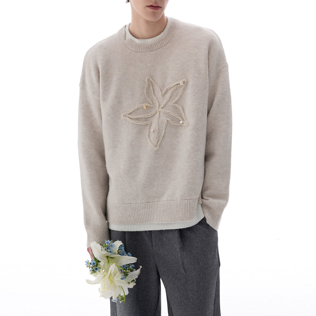 Wool Blend Starfish Knit Sweater