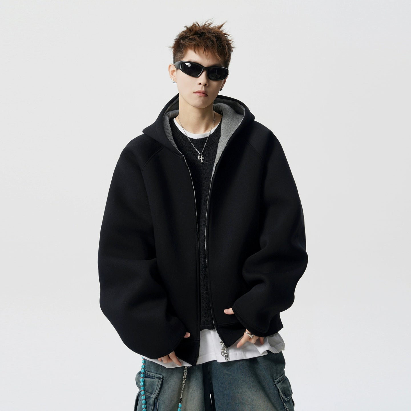 Hooded Zip-Up Casual Sweatshirt