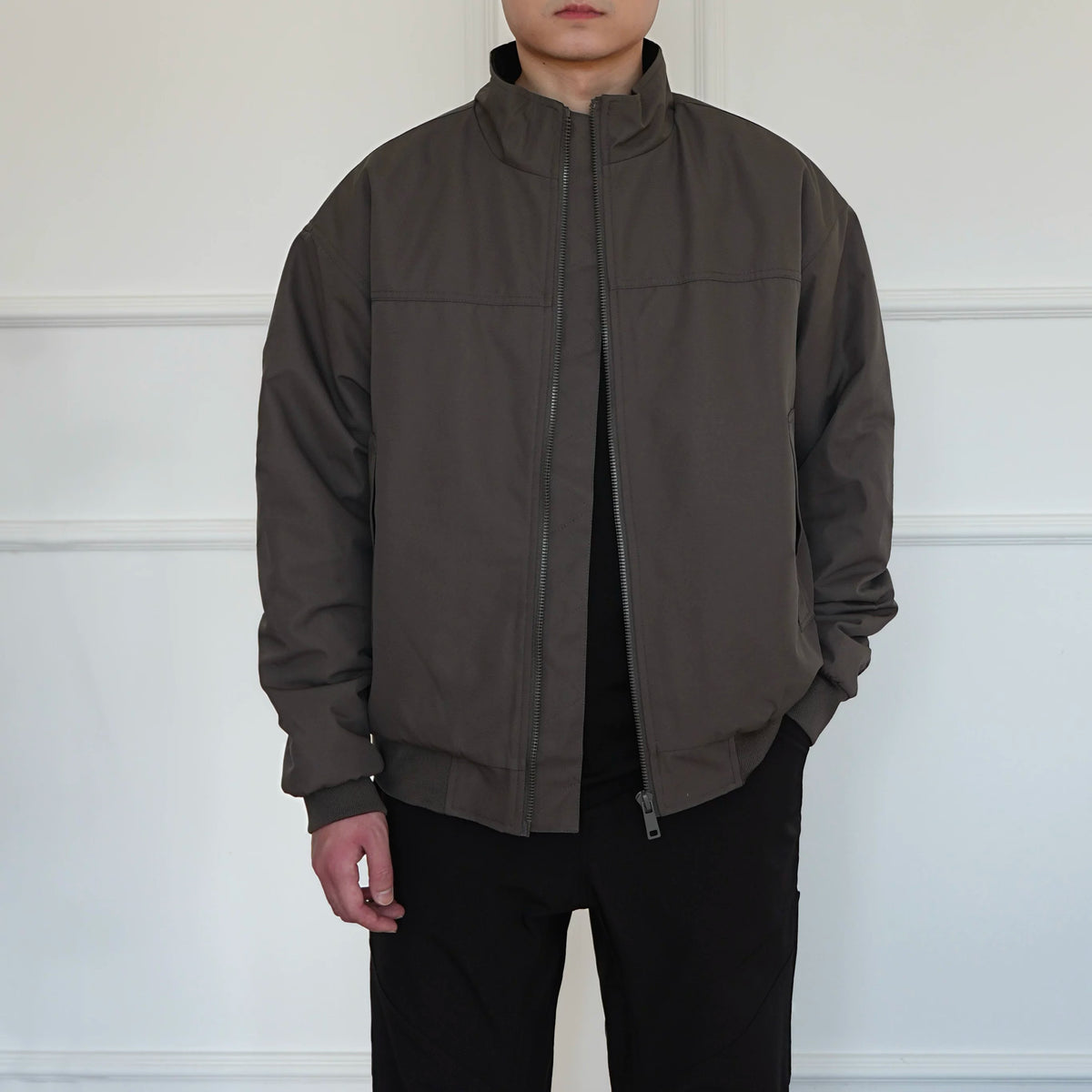 Stand Collar Cotton Zip Jacket 3