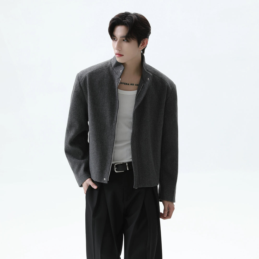 Oversized Stand Collar Wool Jacket