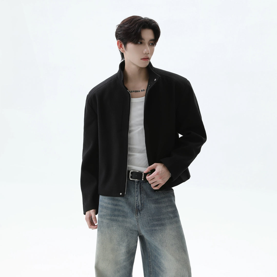 Oversized Stand Collar Wool Jacket