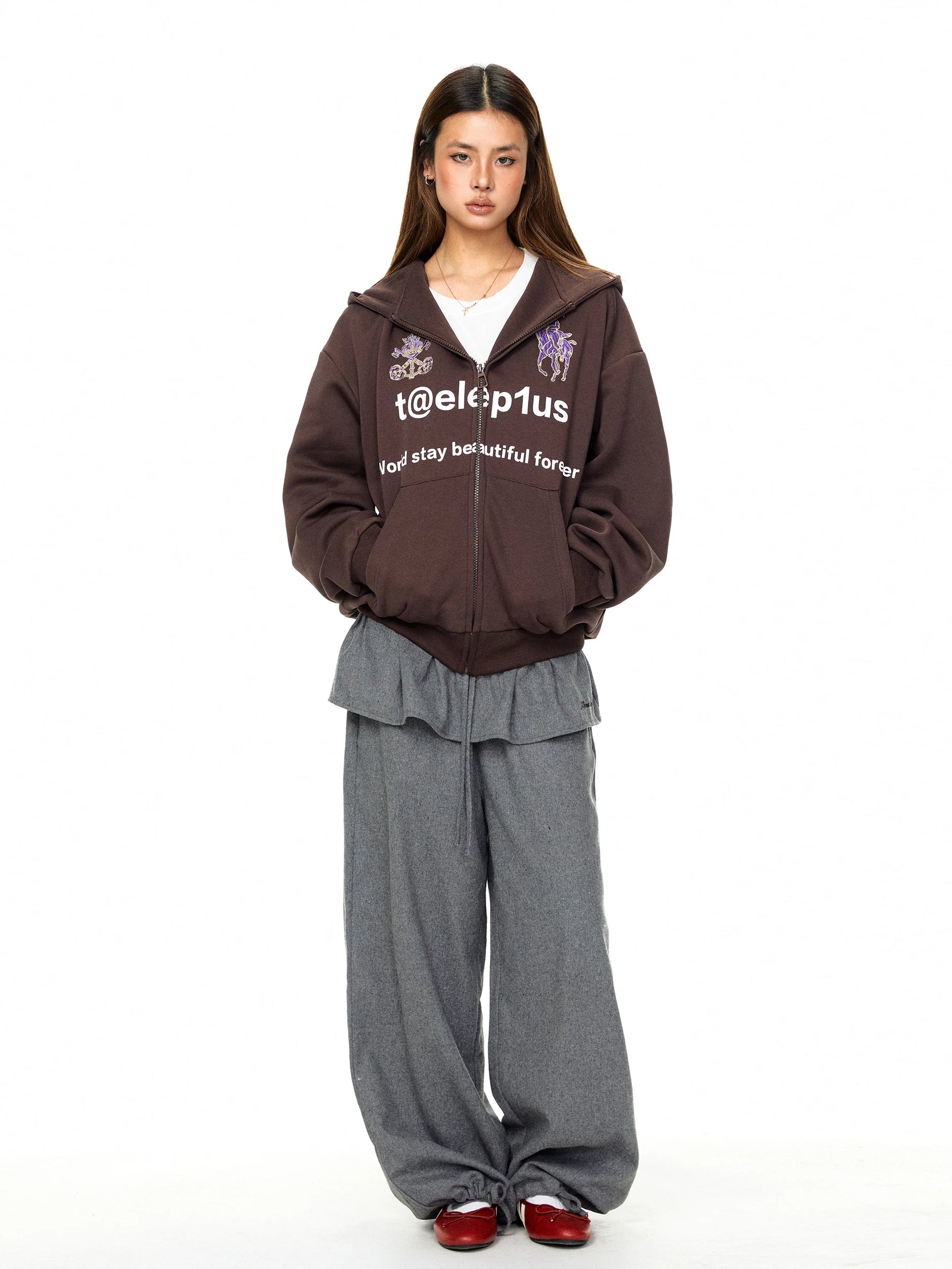 Retro War Horse Embroidered Zip Hoodie 5