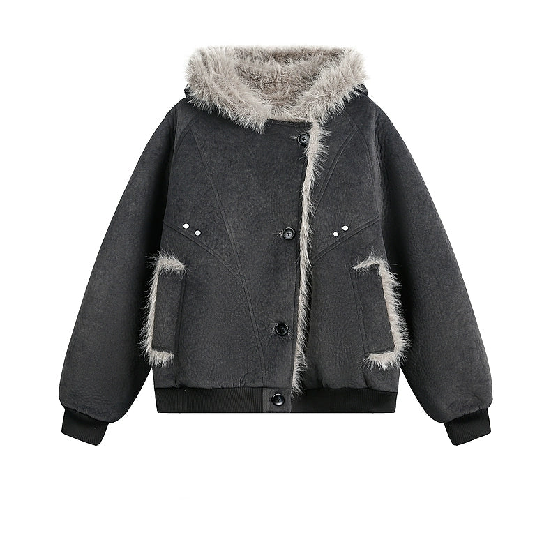 Insulated Faux Fur Trimmed Leather Jacket