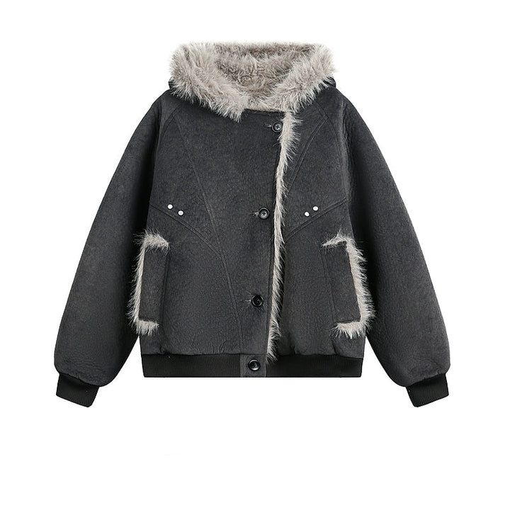 Insulated Faux Fur Trimmed Leather Jacket