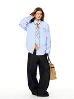 Embroidered Striped Collared Long-Sleeve Shirt 4