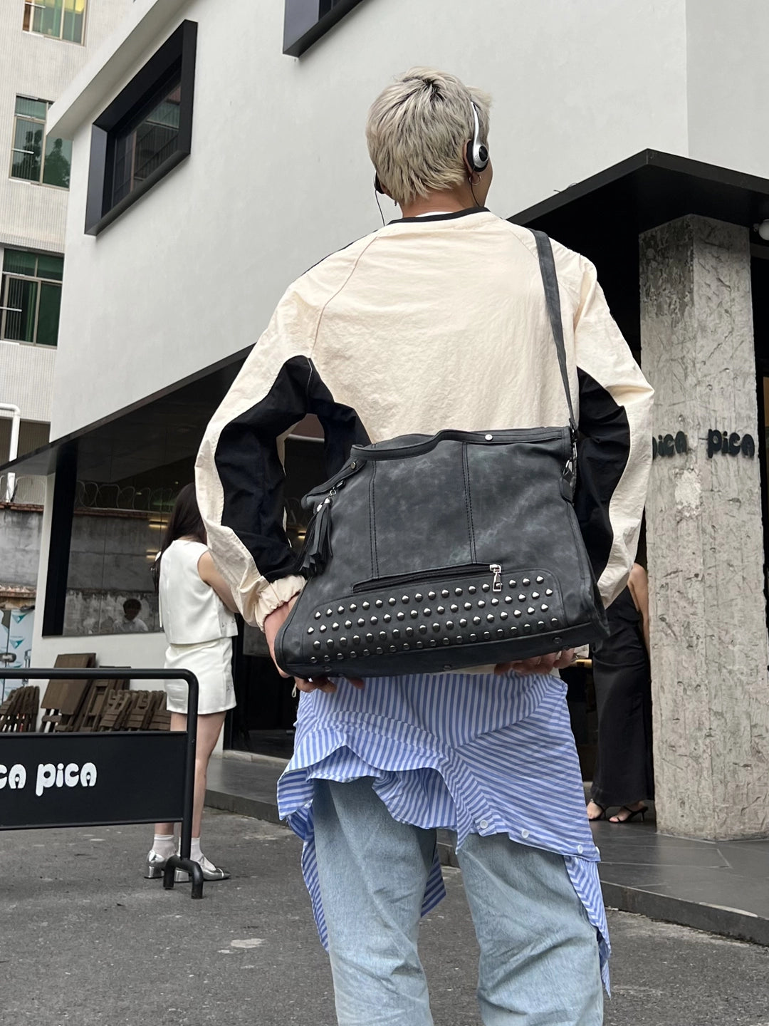 Suede Studded Large Capacity Tote Bag