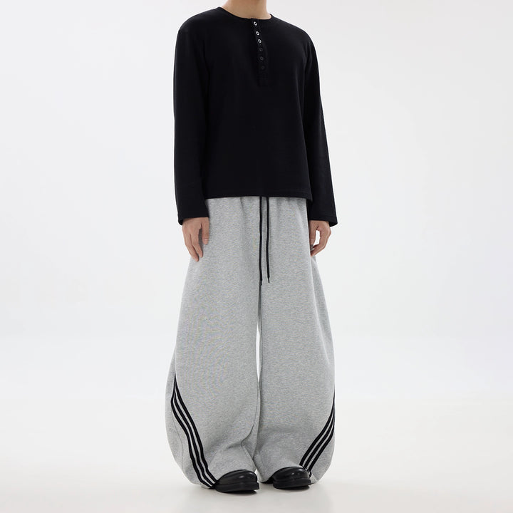 Wide-Leg Three-Stripe Fleece Sweatpants