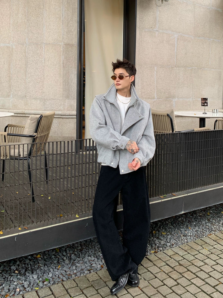 Chaqueta de lana mezcla con cuello alto para commuter 