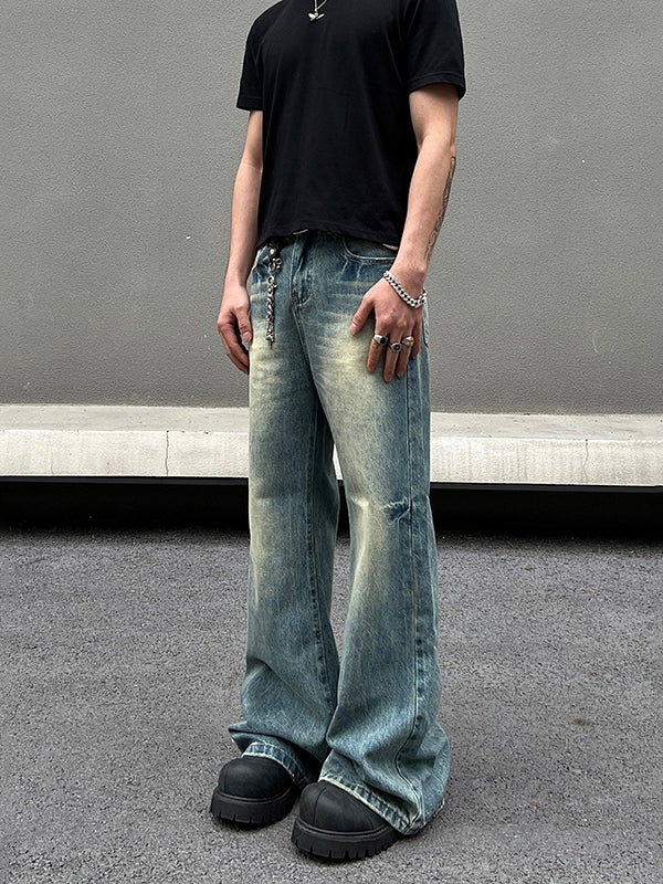 Jeans holgados de tiro acampanado desgastados 