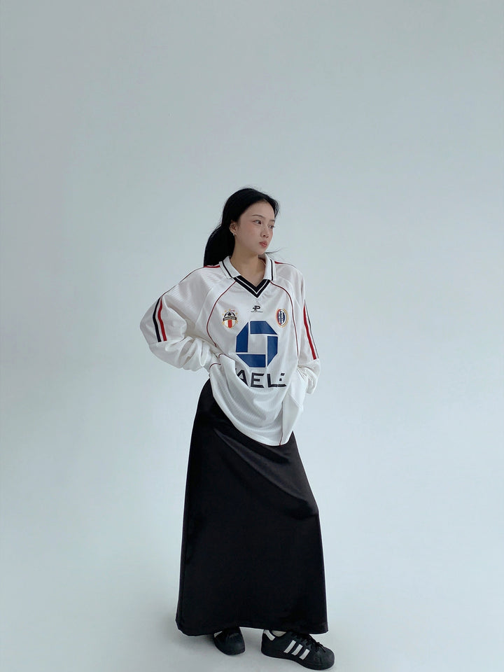 Ontspannen Pasvorm Jersey Stijl Lange Mouwen Top 