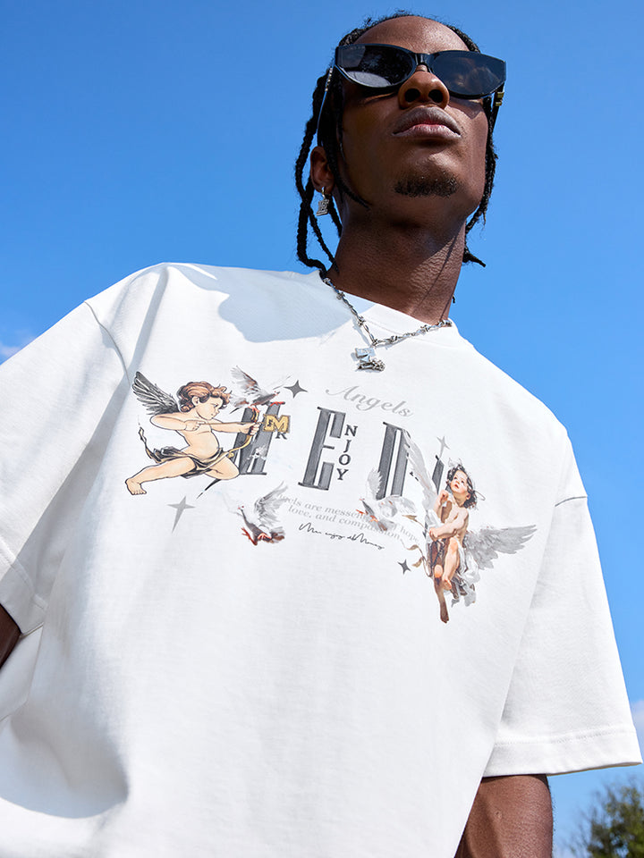 エンジェルグラフィックルーズフィットショートスリーブTシャツ 