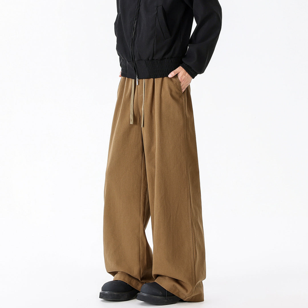 Washed Wide-Leg Drawstring Pants