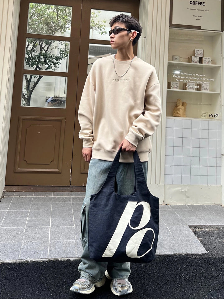 Retro Denim Canvas Stor Axelväska 
