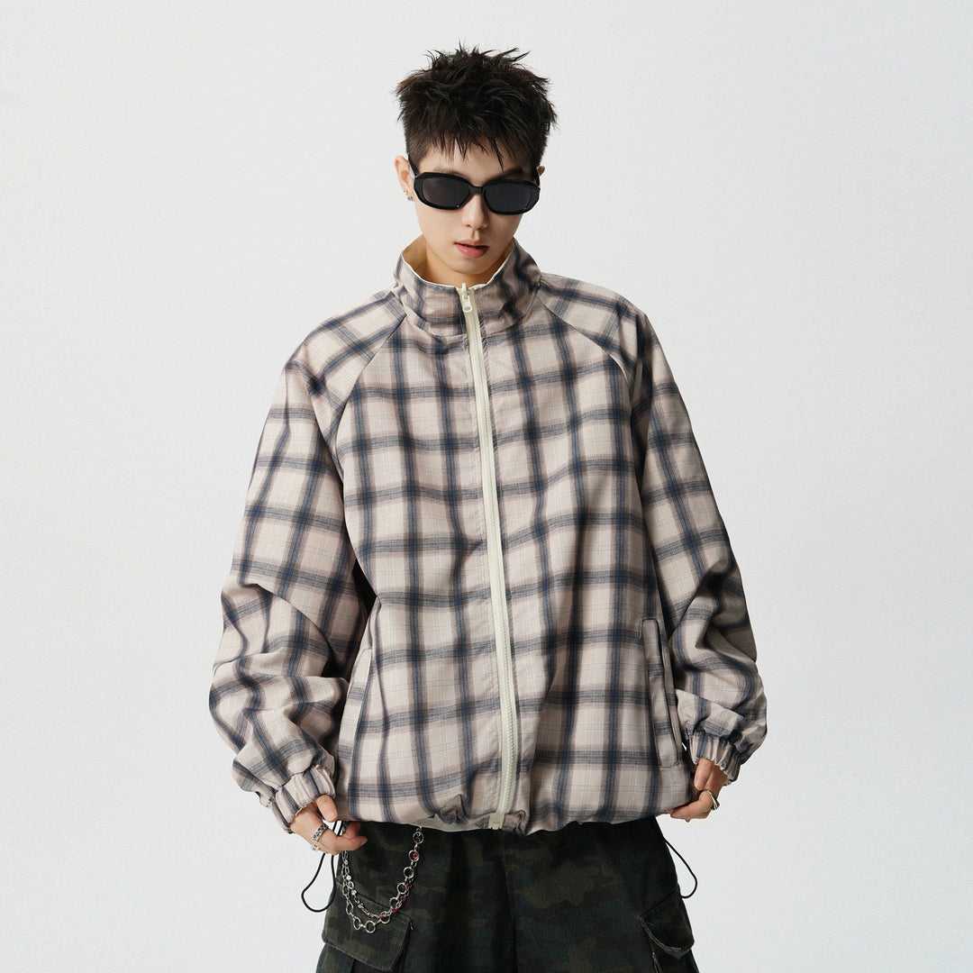 Striped Stand Collar Loose Jacket