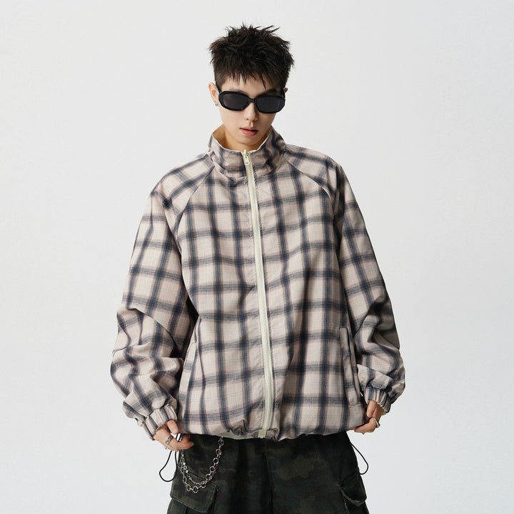 Striped Stand Collar Loose Jacket